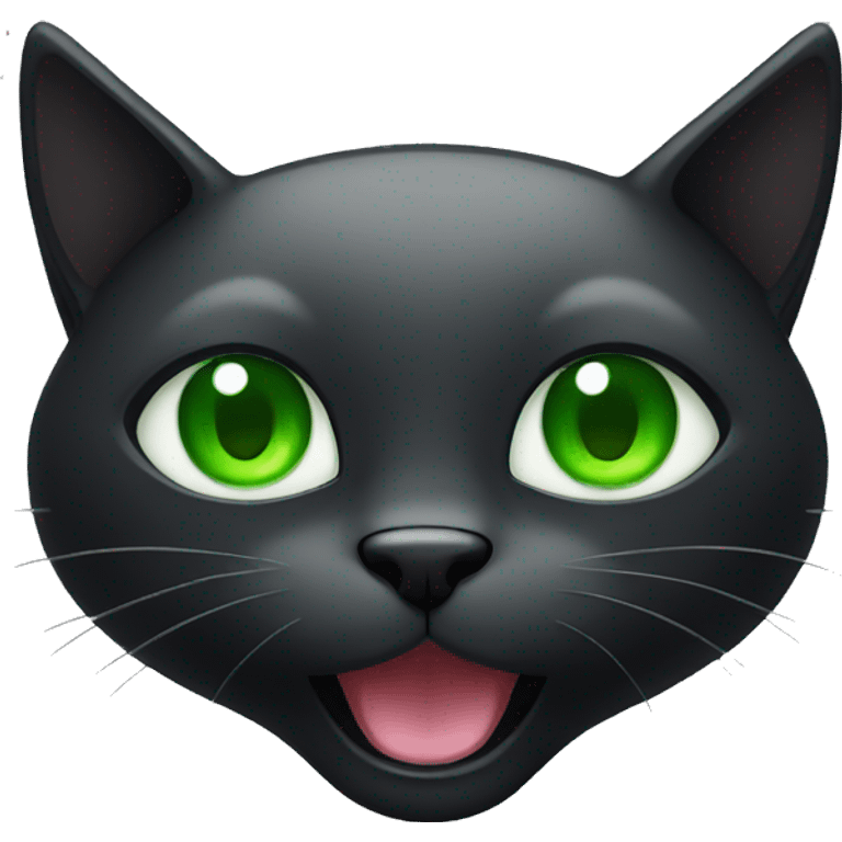 Black cat head with green eyes and open mouth emoji