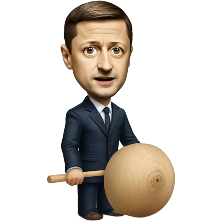 Hyper realistic Vladimir Zelensky pulls the strings  of a wooden doll emoji