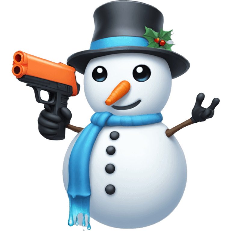 Snowman holding a water gun  emoji