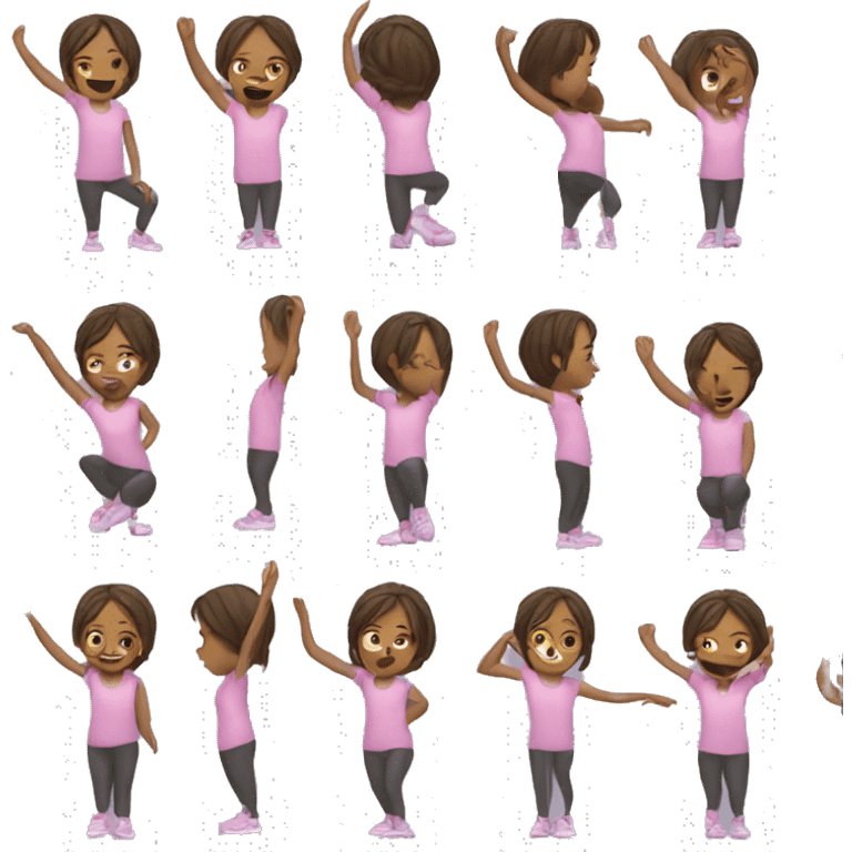 The girl is engaged in stretching emoji