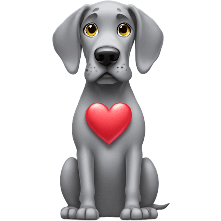 Grey great dane with heart emoji