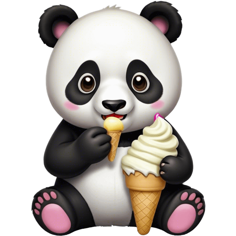 Panda eating ice cream emoji