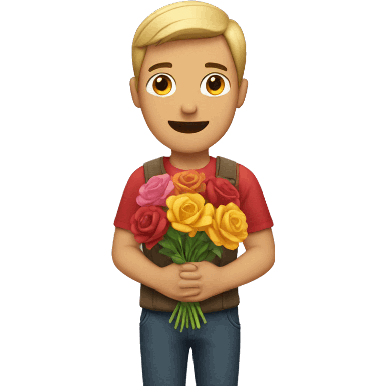 guy holding flowers emoji