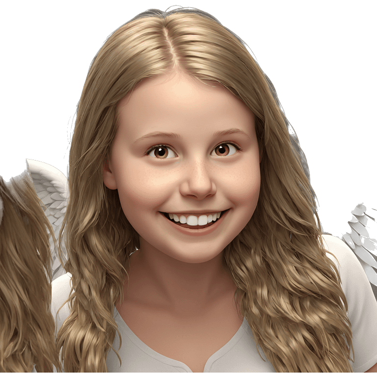 smiling girl with angelic wings emoji