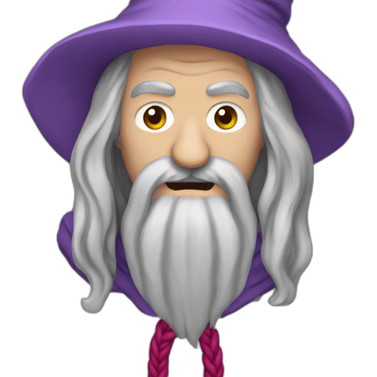 Gandalf-with-a-red-mustache-and-a-purple-rope-crying emoji