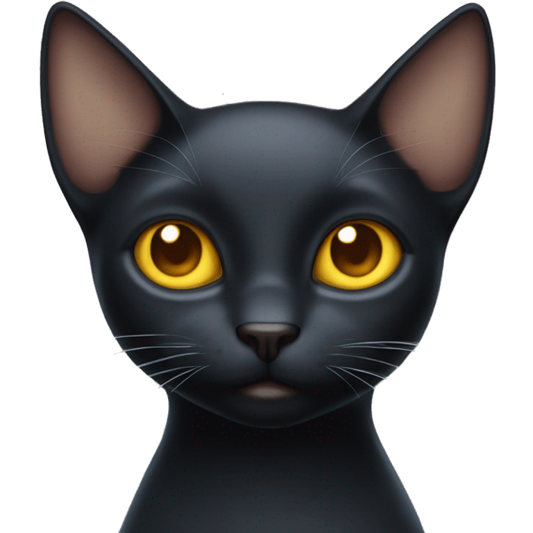 Black cat withe yellow eyes and white cat with a brown spot on his nose and blue eyes, together emoji