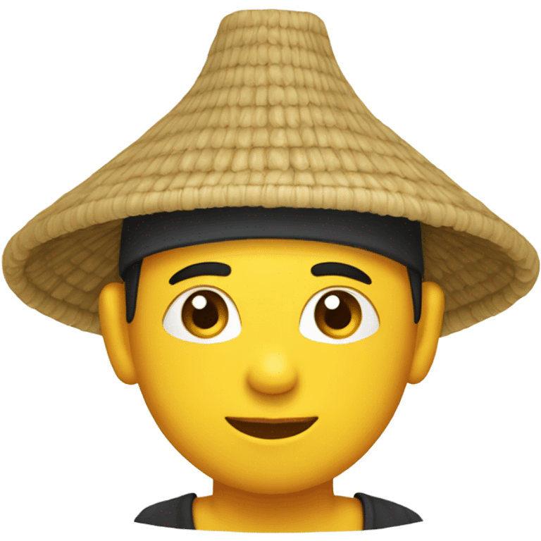 With a rice hat emoji