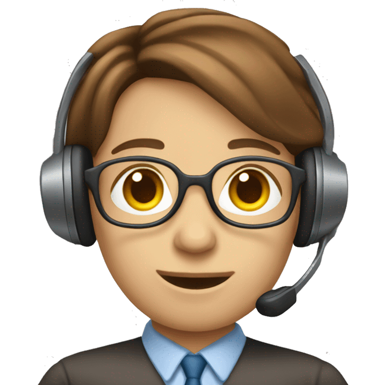 Brown haired call centre worker emoji