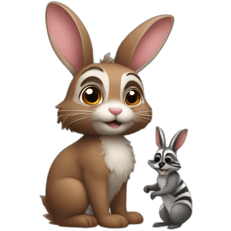 bunny with racoon playing emoji