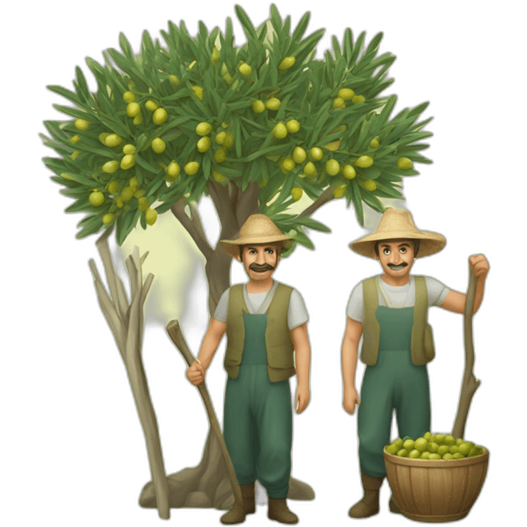 olive tree and andalusian farmers with a stick emoji