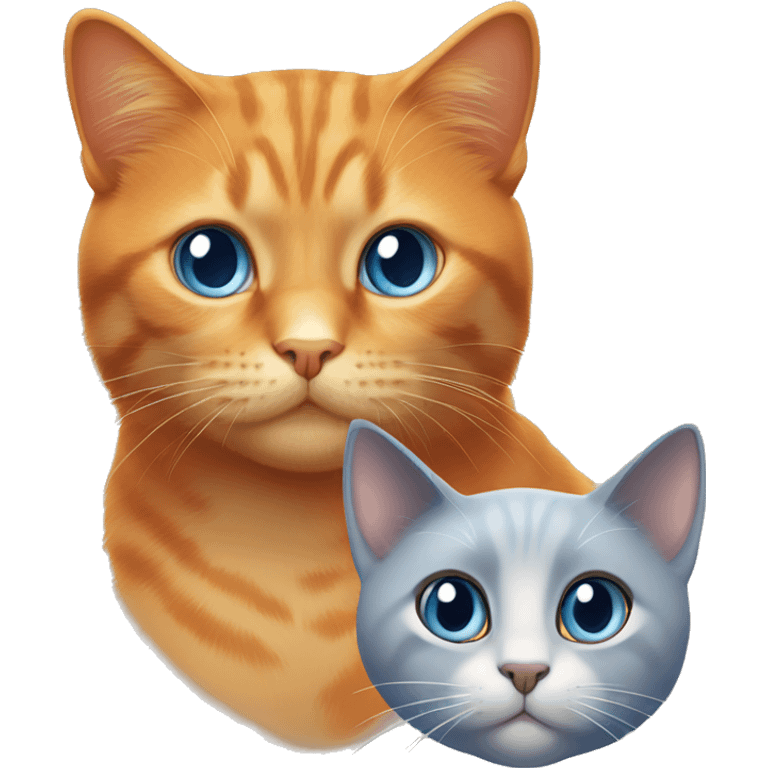 orange cat with blue eyes and gray cat with light brown eyes emoji