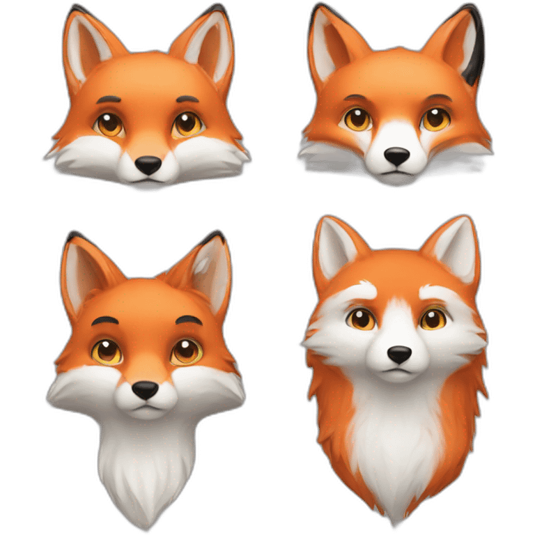 one red fox one white fox one black fox emoji