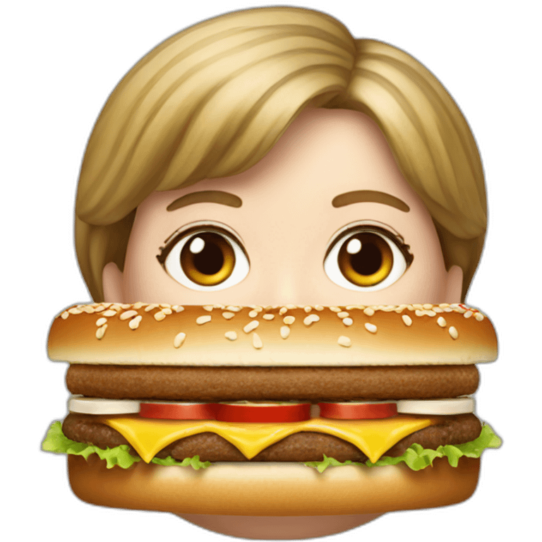 Hyperrealist angela merkel eat bigmac emoji