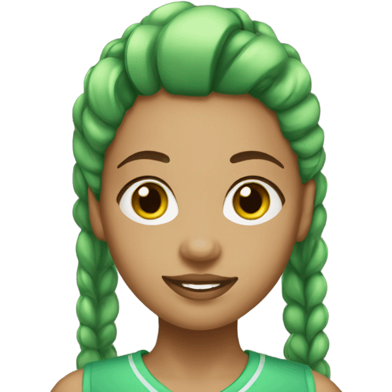 light skin girl with green ponytail  emoji