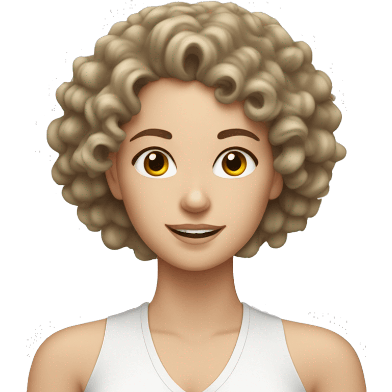 White girl with curly hair doing skincare emoji