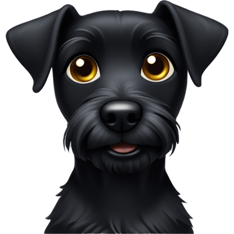 small scrappy black terrier with short downturned ears emoji