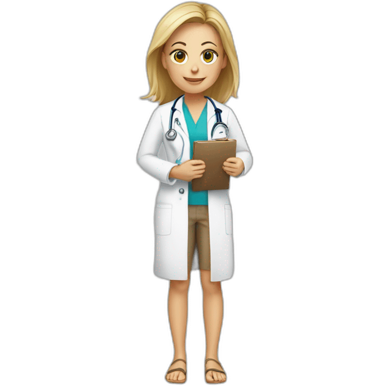 White Female doctor vacation beach emoji