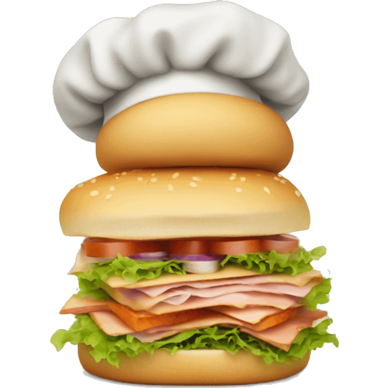 Chefs hat on top of sandwich emoji