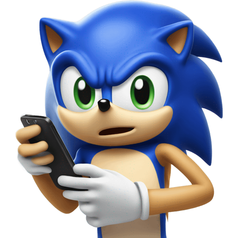 Sonic with a phone emoji