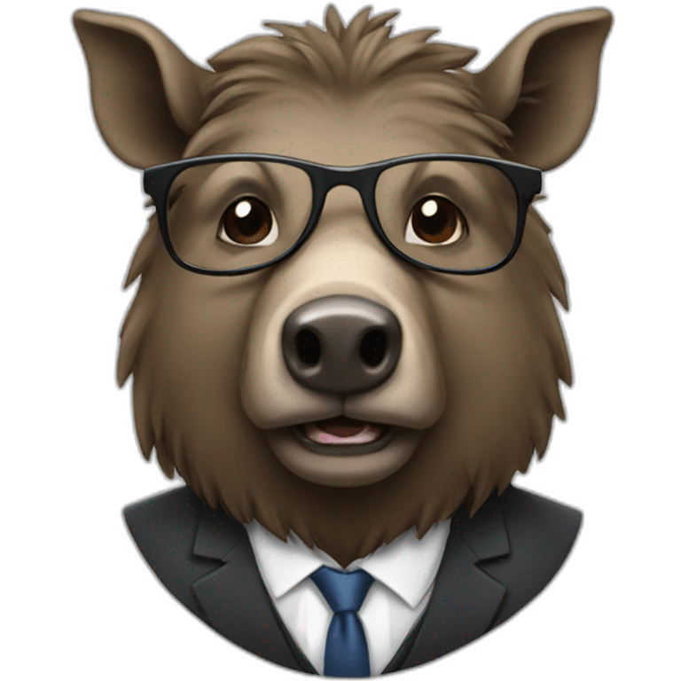 portrait a business boar in a suit emoji