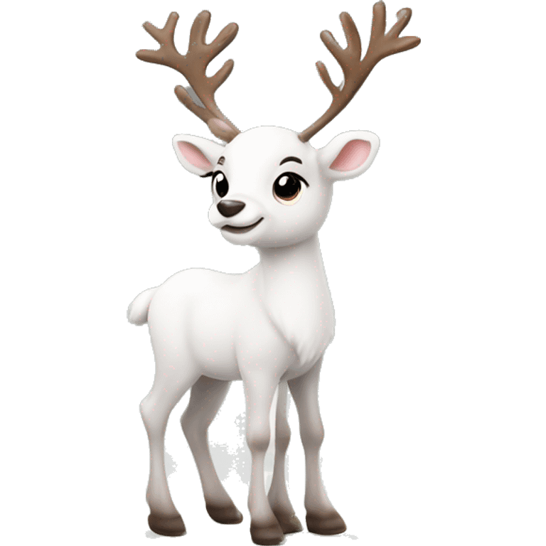 A sweet baby reindeer in white. Christmas time emoji