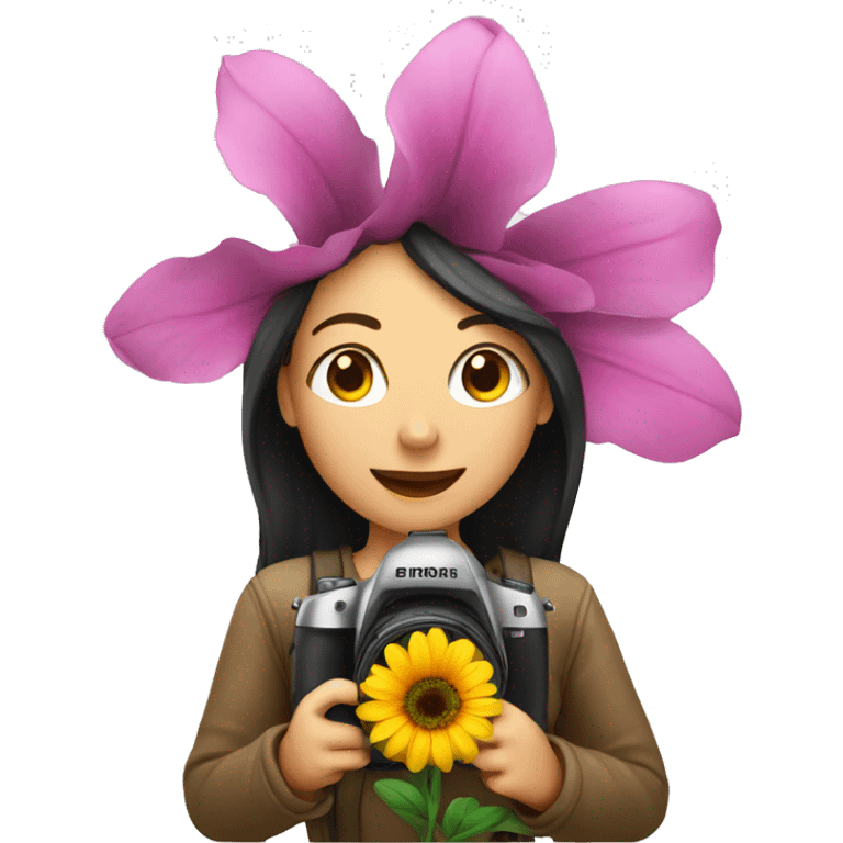 flower with female photographer emoji