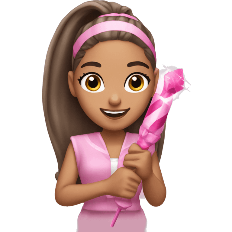 Ariana grande holding a pink wand emoji