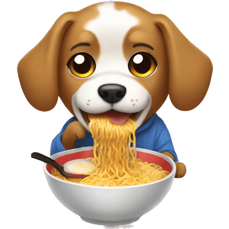 Perro comiendo ramen emoji