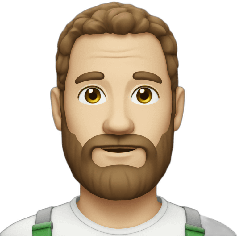 45 year-old man, green eyes, brown hair, white skin with 3 day beard emoji