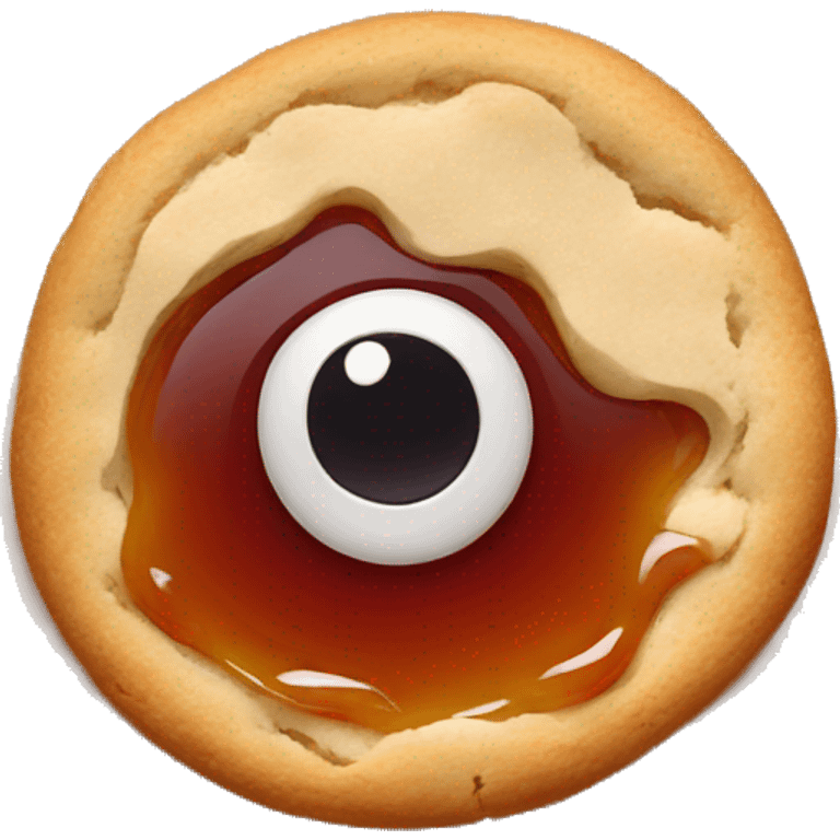 Ox eye cookie with jam spread on circle emoji