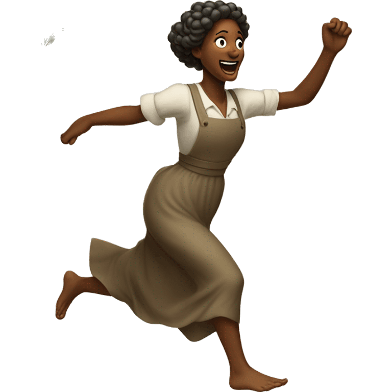 huckleberry Finn harvest goddess sprinting, with a large stride and arms outstretched emoji