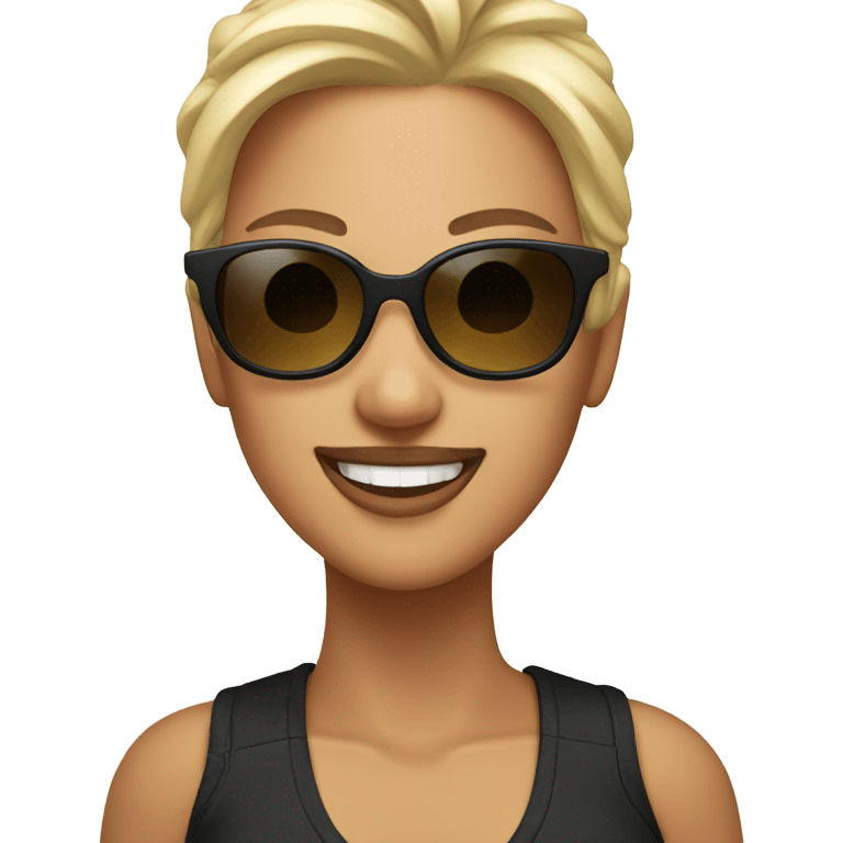 Kim smiling with sunglasses on emoji