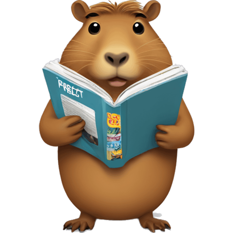 A capybara reading a magazine that says perfect on it  emoji