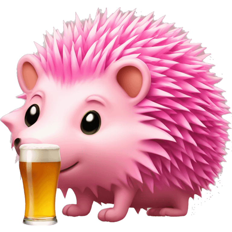 pink hedgehog with beer emoji emoji