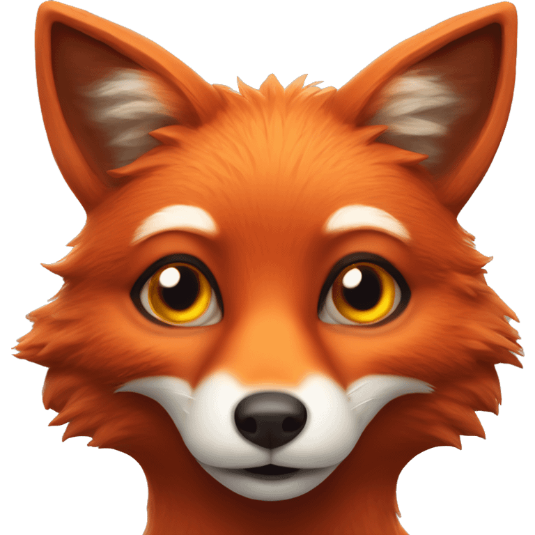 deep lush red fox face with tiny red heart instead of eyes emoji