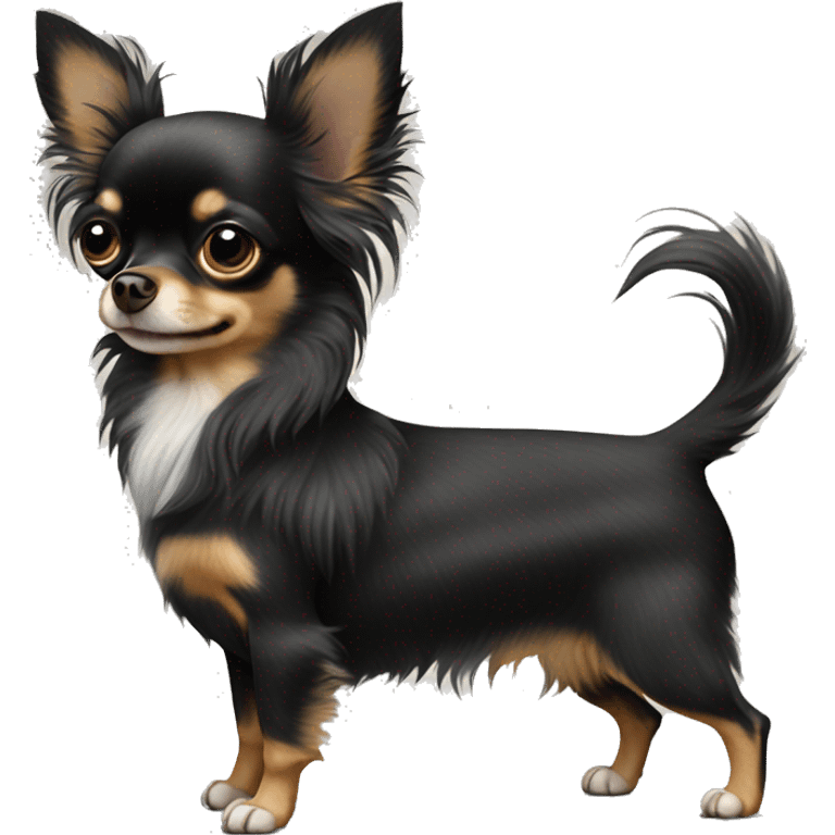 Black dapple coated long haired chihuahua  emoji