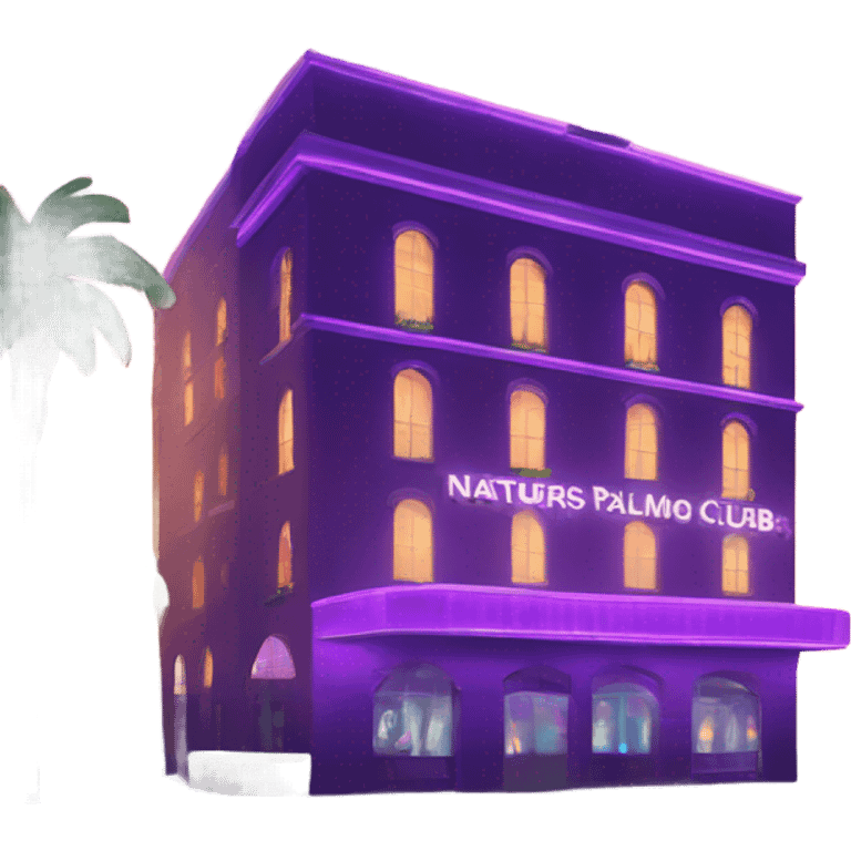  Night club building named Jaguars Club purple lights only two stories with palm trees  emoji