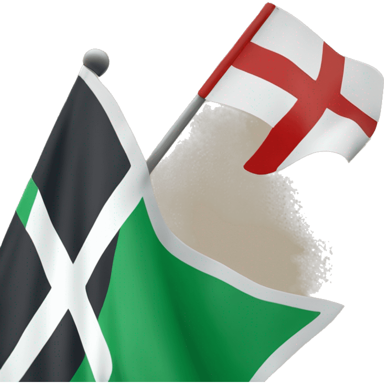 a flag that in the background has red color. In front of that color there is an saltire green colored. finally, has a white colores cross emoji