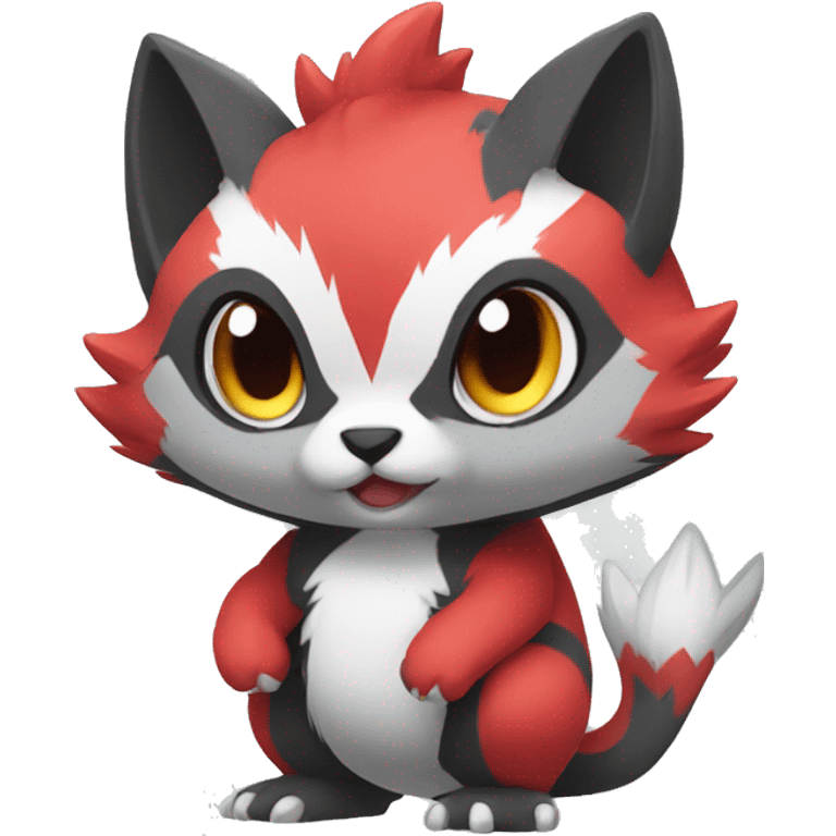 Cute cool black red white grey animal hybrid Fakemon full body emoji