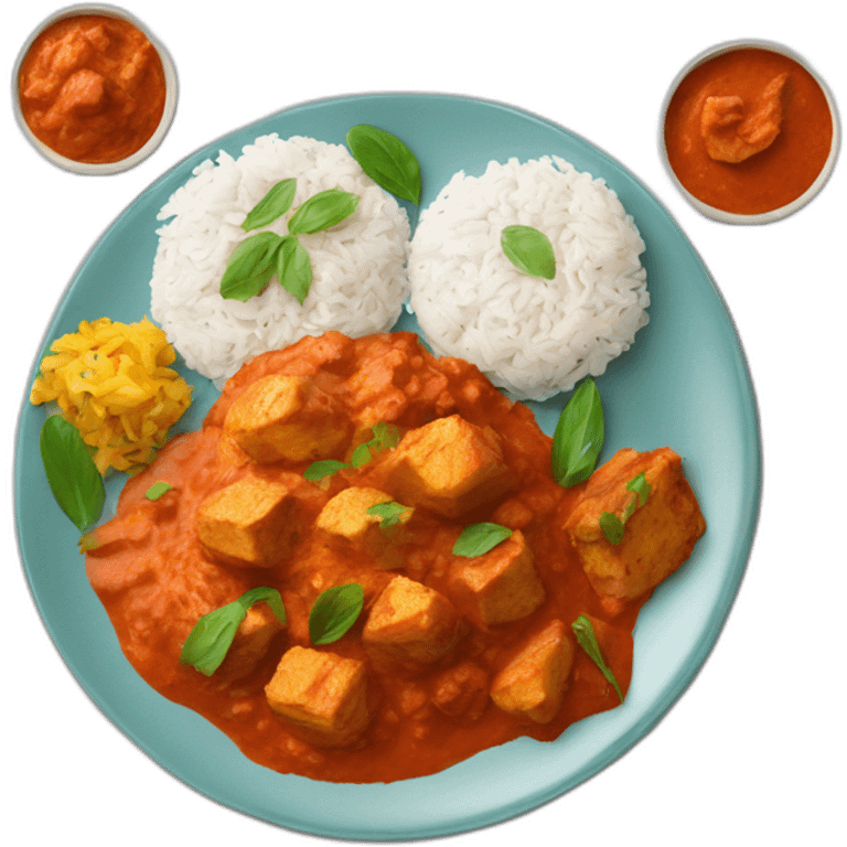 tikka masala, scramble and rice on a plate emoji