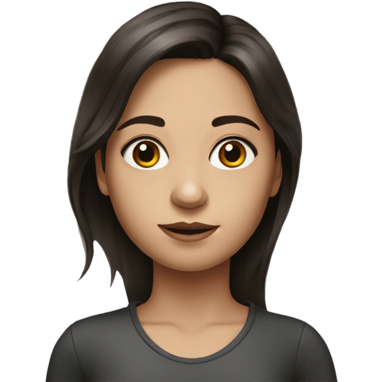 realistic portrait of girl with dark brown hair emoji