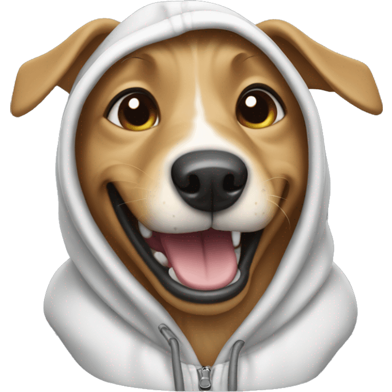 Dog laughing wearing a hoodie emoji