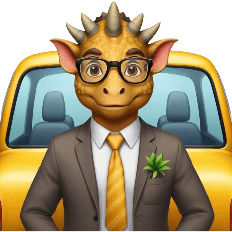 office triceratops in a taxi emoji