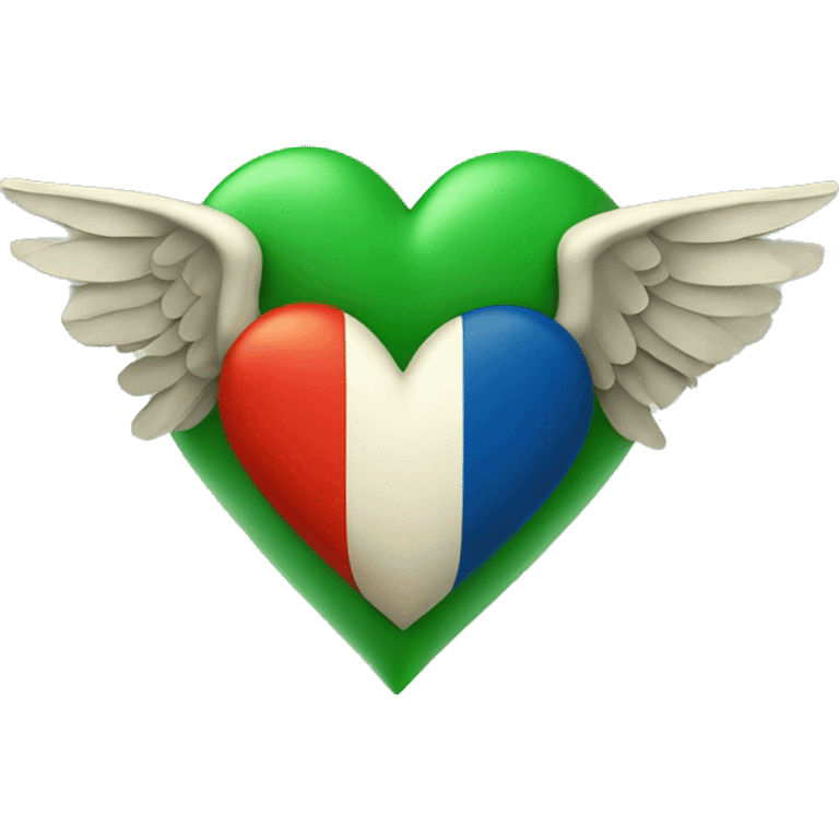 Yellow heart, green heart, Irish flag, blue heart, wings around red heart emoji