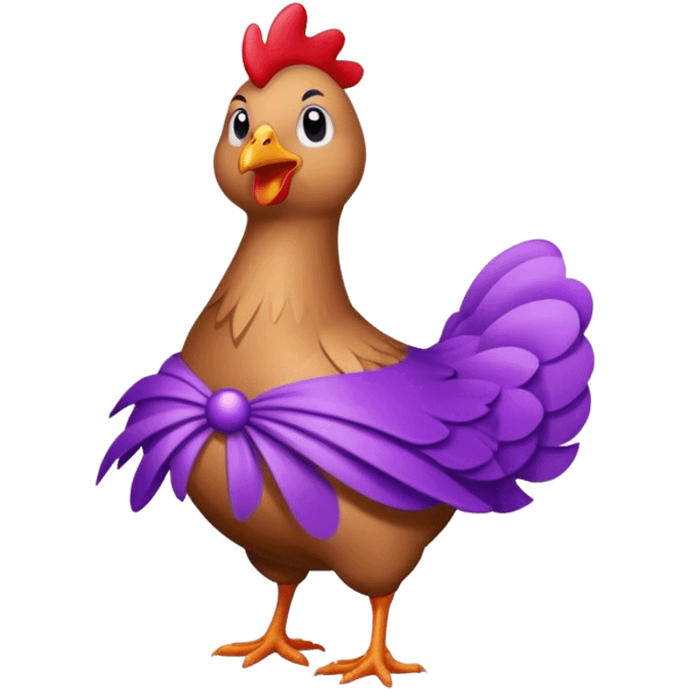 chicken in purple ball dress emoji