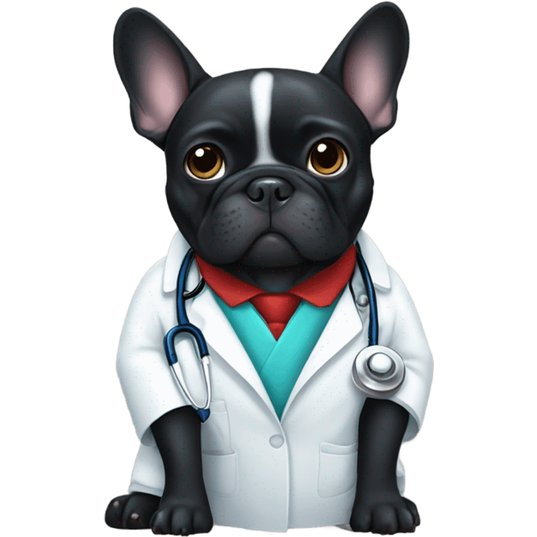 Black French bulldog doctor emoji