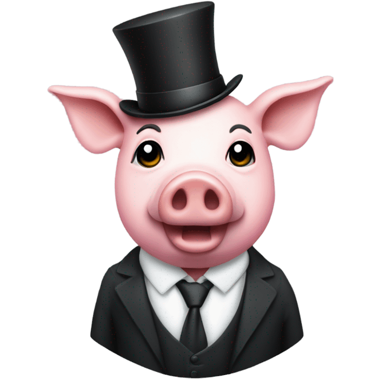 crosshairs on a pig in a suit and tie with top hat emoji