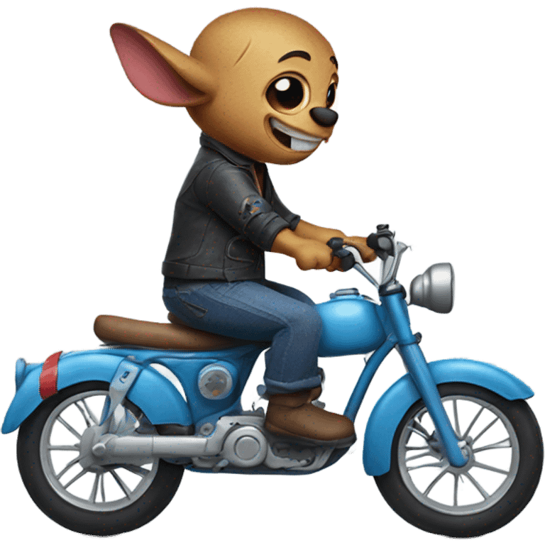 Stitch on a bike emoji