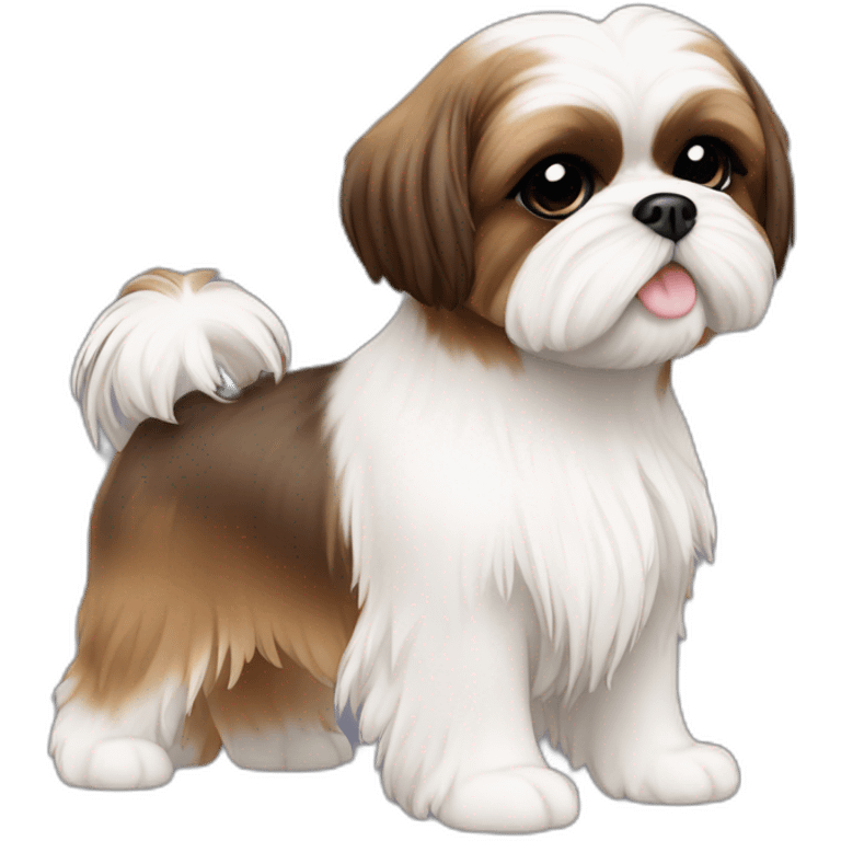 Shih tzu female wite wthi brown emoji