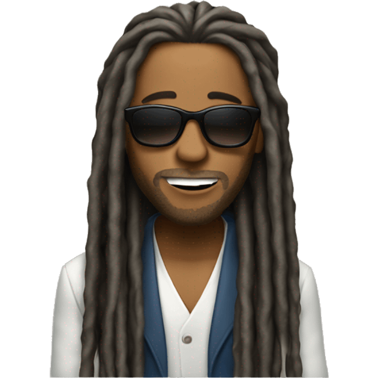 man with sunglasses and long dreds singing emoji